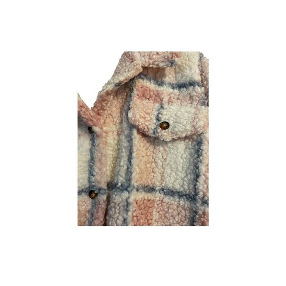 Plaid Teddy Jacket - Cream and Pink - Picture 5 of 5